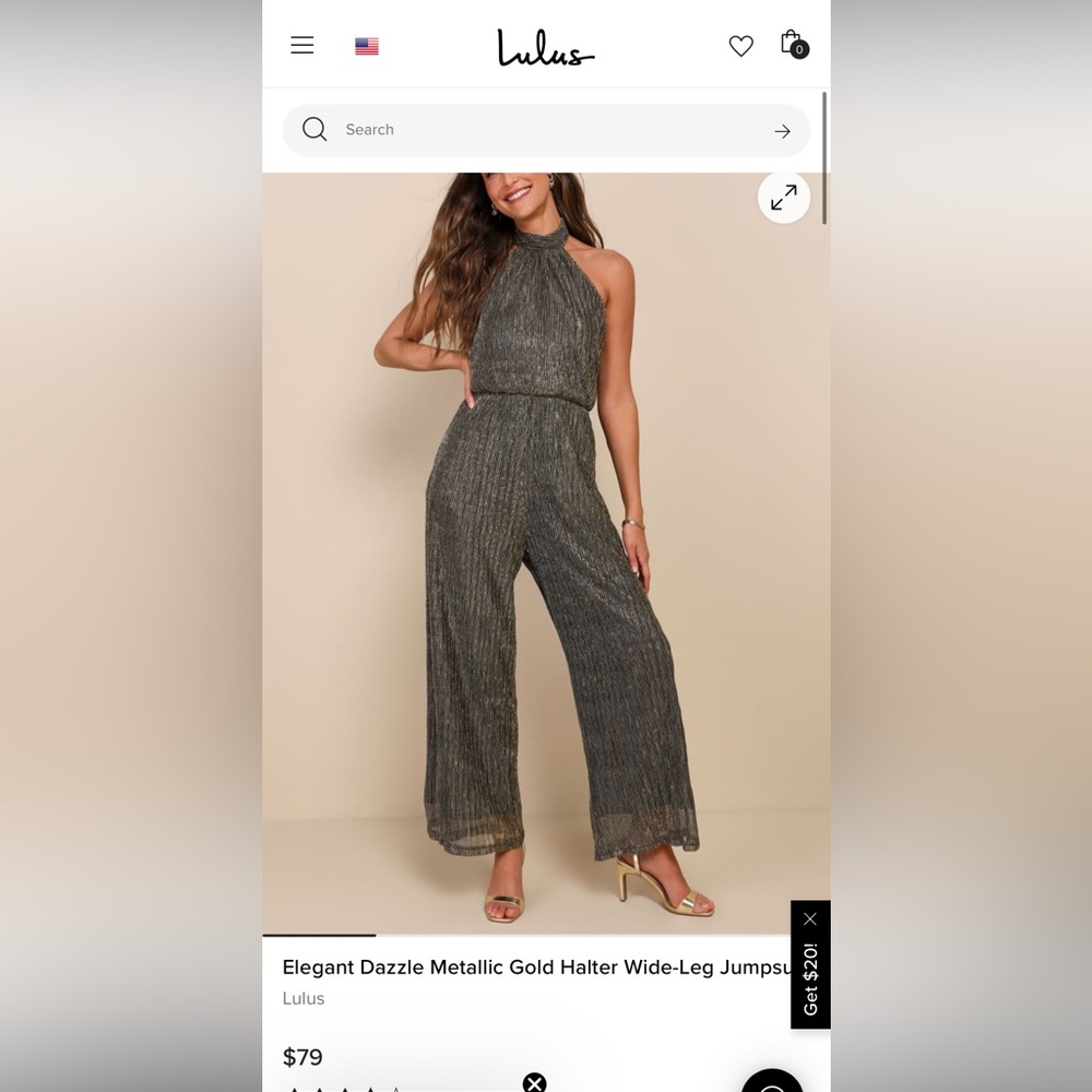 Lulu's Metallic Gold Halter Jumpsuit